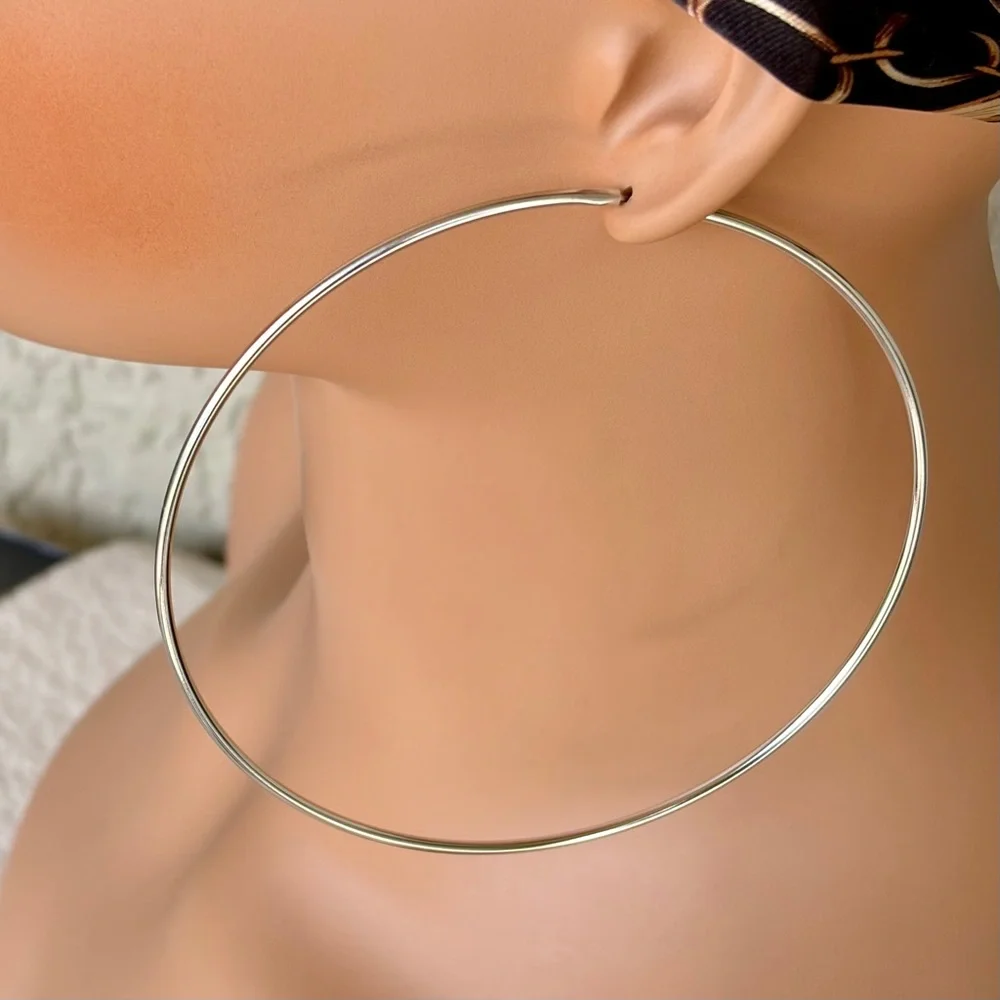 Statement Silver Hoop Earrings
